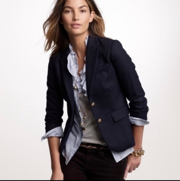 J. Crew Navy Blue Cotton Blazer